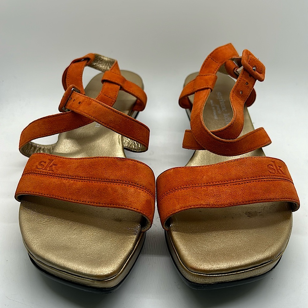 Stephane Ke’lian Burnt Orange Suede Wedge Platform Sandals Shoes **Sz 5.5**🌺🌺 - Picture 3 of 9